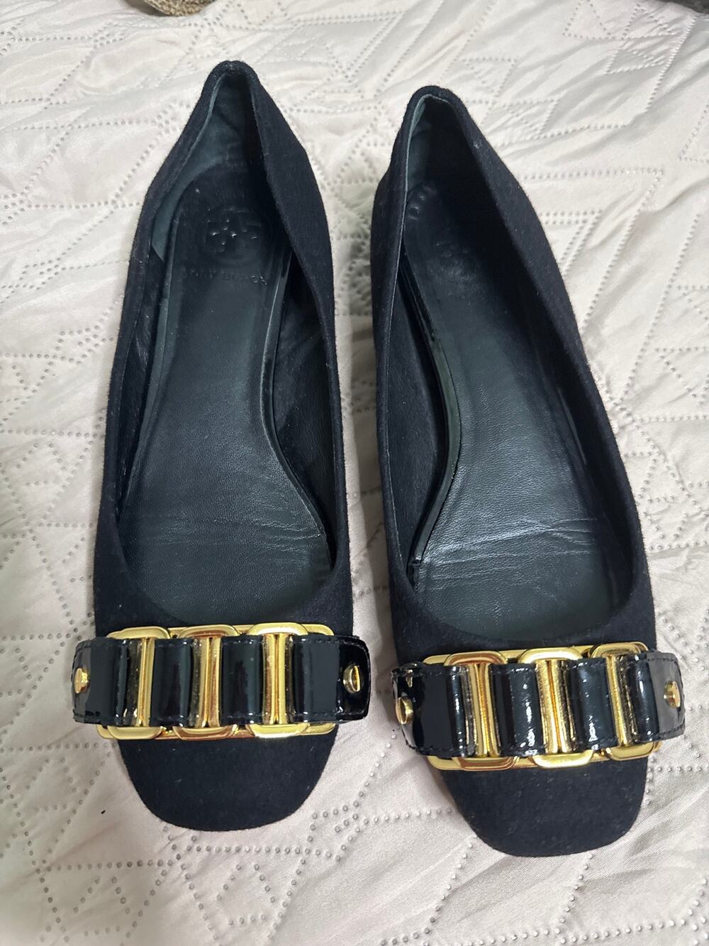 Tory Burch size 8 M Martha Ballet
 flats with gold accents